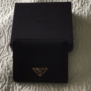 Prada Tessuto Gold Nylon Trifold Black wallet